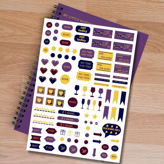 Funny, Sarcastic Adult A5 Planner Sticker Sheets - Eco Friendly