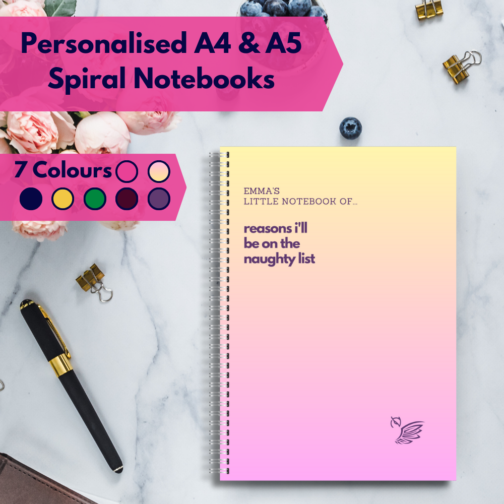 Personalised A4 or A5 Funny Notebook Gift - Reasons I'll Be On The Naughty List
