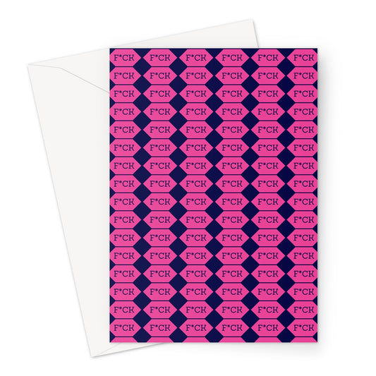 F*CK Adult Funny Pink and Blue Greeting Card