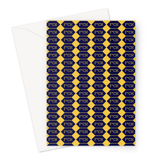 F*CK Adult Funny Yellow and Blue Greeting Card