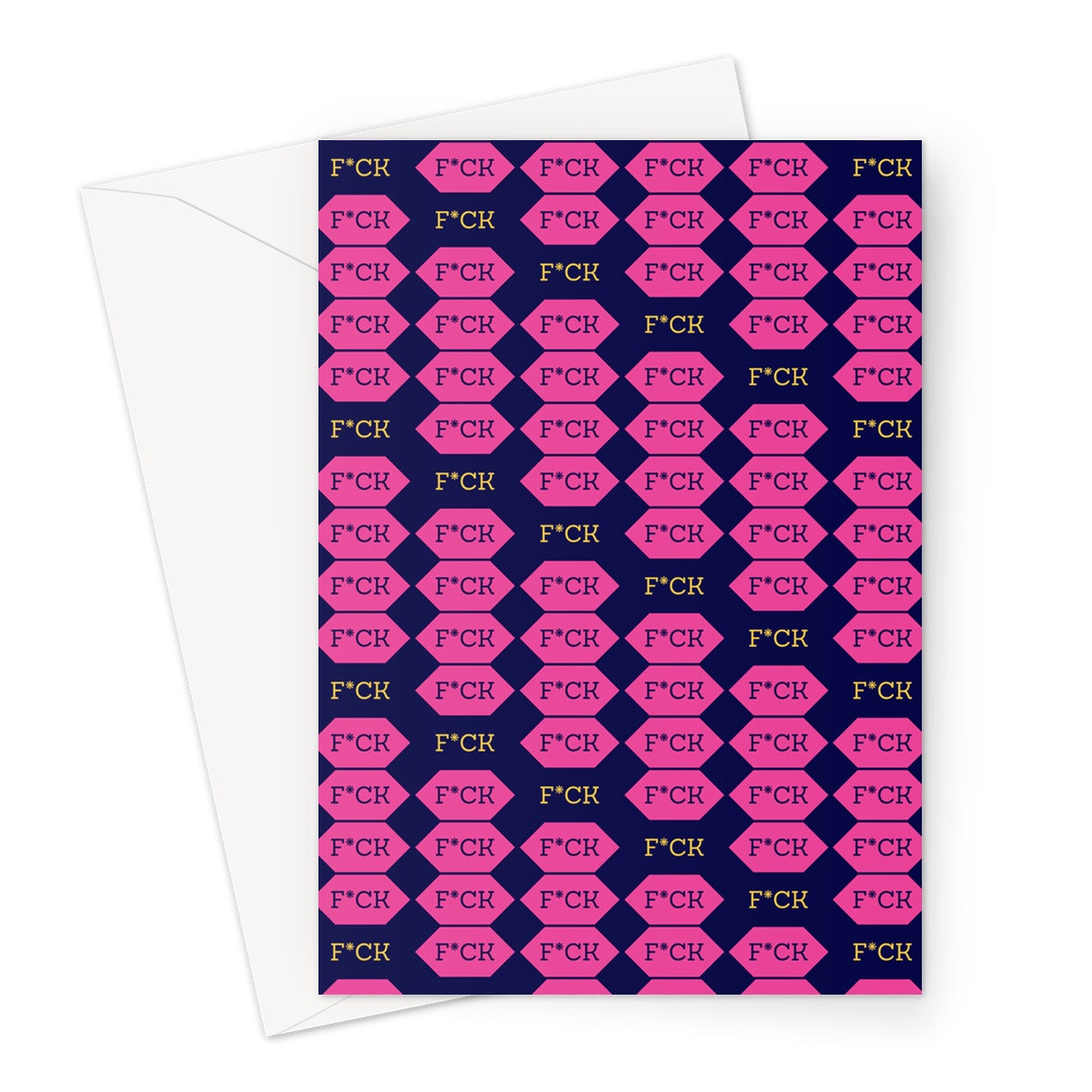 F*CK Adult Funny Pink and Blue Stripe Greeting Card